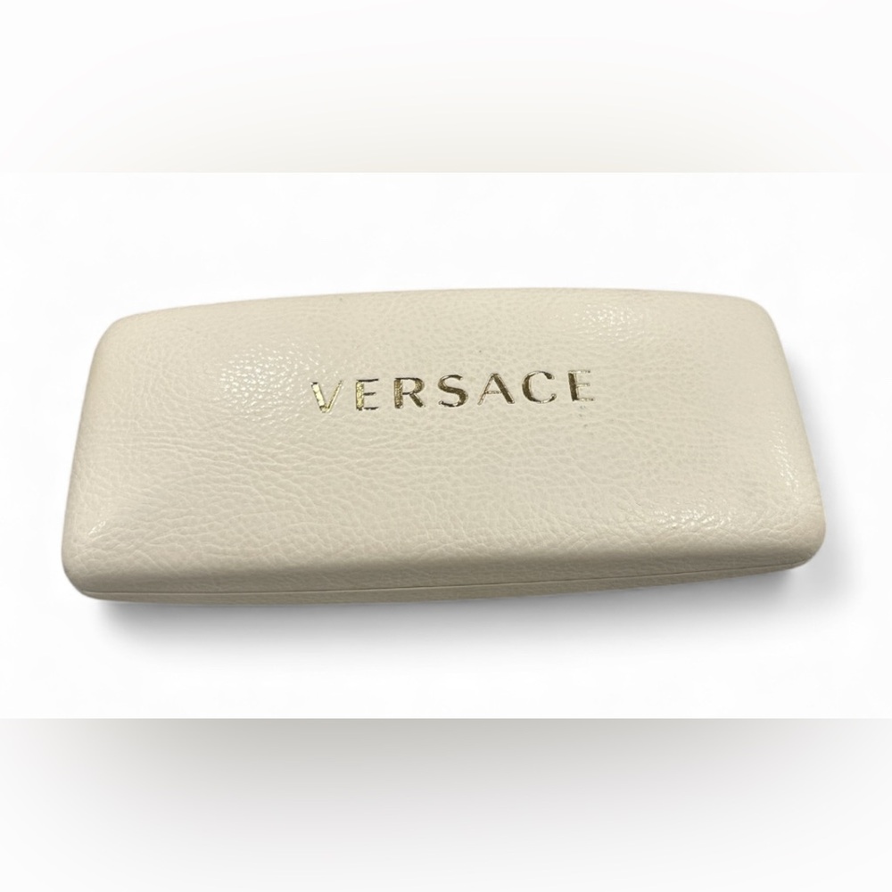 Versace Ivory Eyeglass Case with Gold Logo